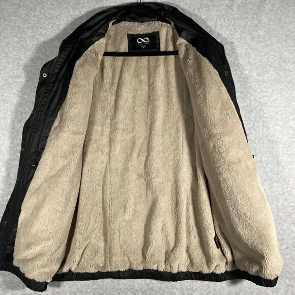 Be Boundless Break Trail Hooded Parka Jacket Diamond Quilted M Black Gray Lined‎
